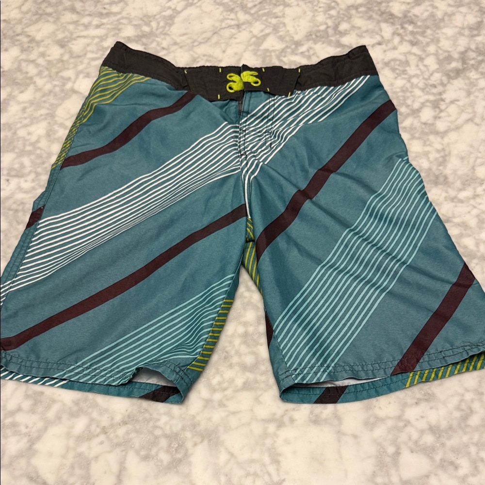 Art Class Teal and Black Patterned Board Shorts